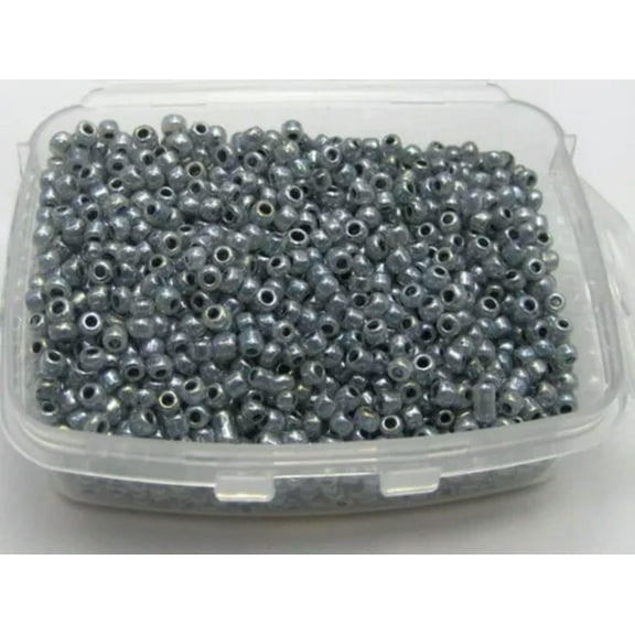 U8MO 5000pcs Ceylon Pearl Glass Beads 2mm (10/0)   Storage Box Jewelry Making-Ceylon Grey
