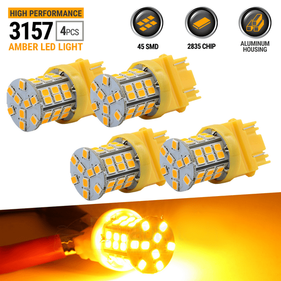 4X 40W 3157 LED Rear Turn Signal Parking Amber Yellow High Power Light Bulbs