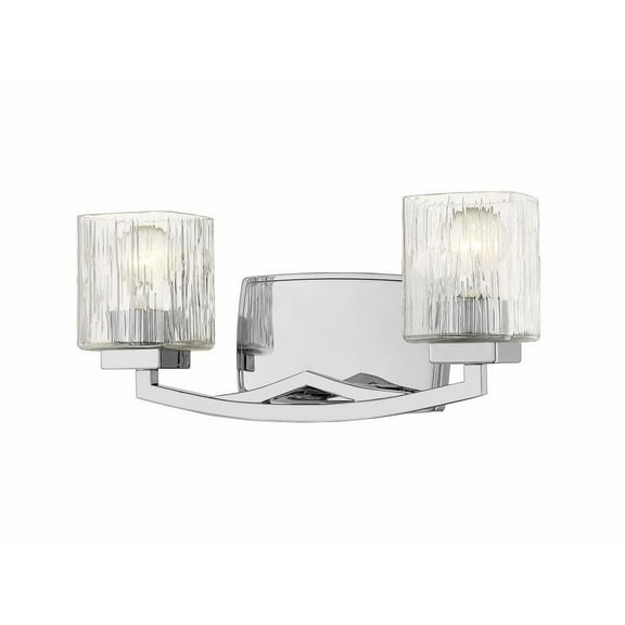 2 Light Metropolitan Steel Vanity Light Fixture with Chisel Glass-7.25 inches H By 16 inches W-Chrome Finish Bailey Street Home 372-Bel-2959179