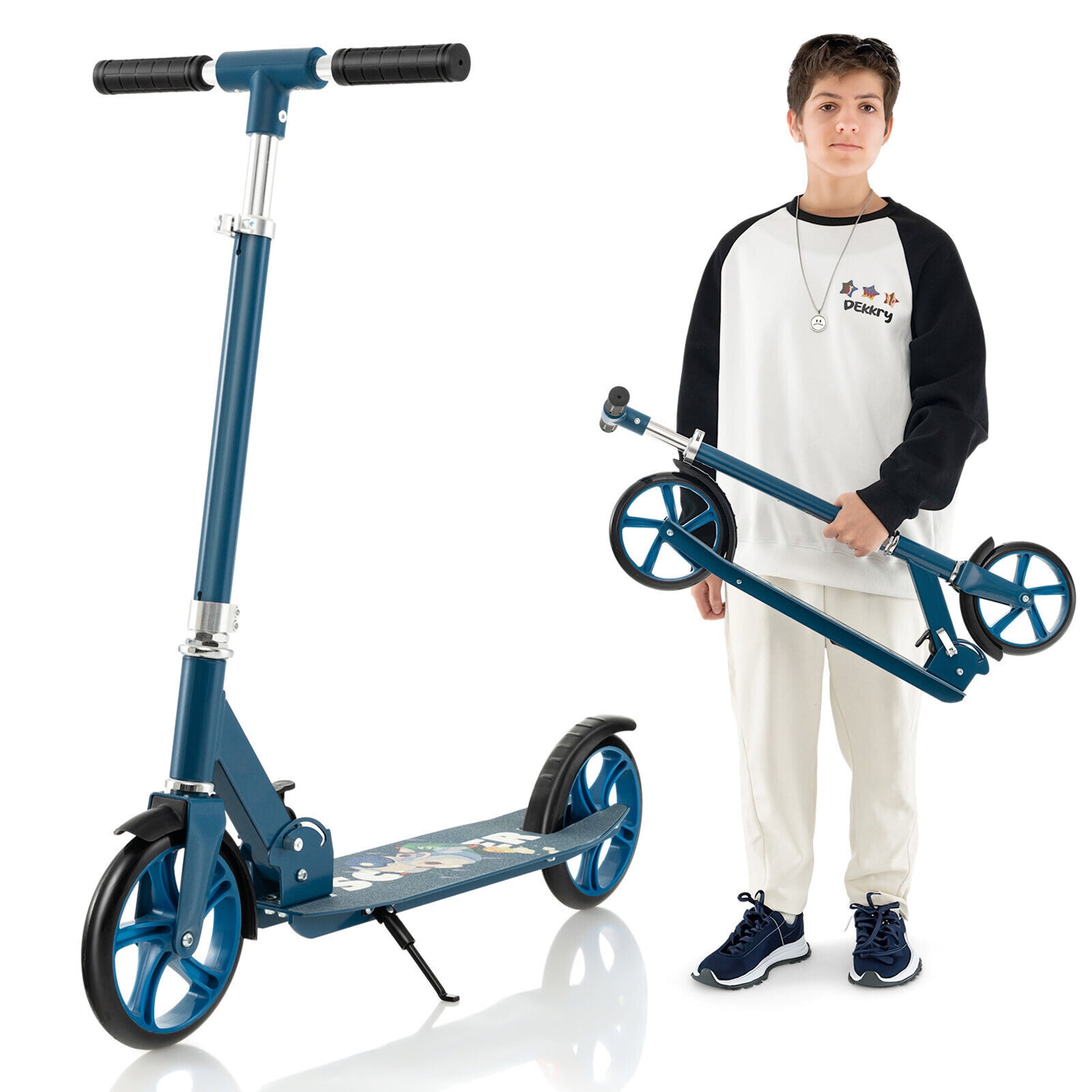 Gymax Folding Kick Scooter w/ 3 Adjustable Heights 8 Inches Big
