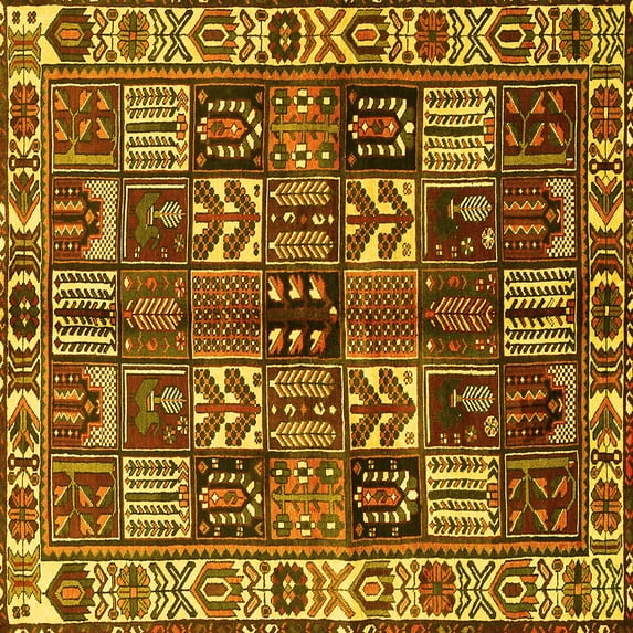 Ahgly Company Indoor Square Persian Yellow Traditional Area Rugs, 6' Square