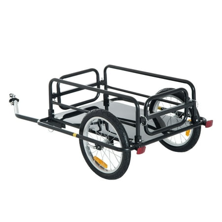 Aosom Foldable Bike Cargo Trailer Bicycle Cart Wagon Trailer with Hitch,