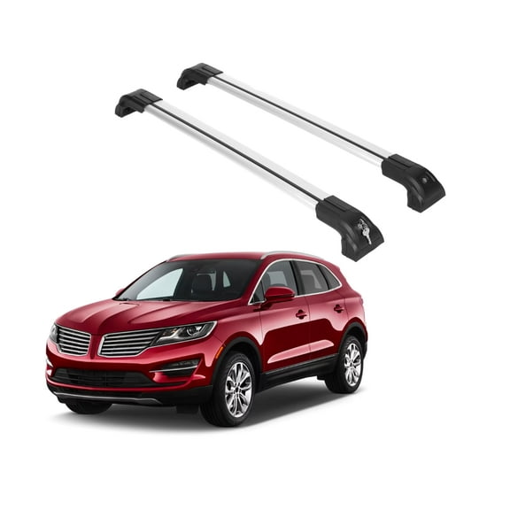 ERKUL Heavy Duty 220lbs Roof Rack Cross Bars for Lincoln MKC 2015-2019 | Solid Metal Mounts | Aluminum Crossbars with Anti Theft Lock for Rooftop - Compatible with Flush Rails - Silver