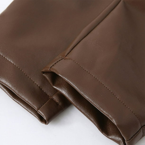 Kids Baby Leather Leggings Pants for Girls Fall Winter Warm Trousers Casual PU Stretch Pants Toddlers Thick Faux Leather Pants Size 1 7Y