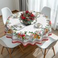 thumbnail image 2 of Christmas Tablecloth Holly Christmas Table Cloth, Washable Table Cover for Xmas Holiday, Dining, Party Decor - 60" X 60" Round, 2 of 5