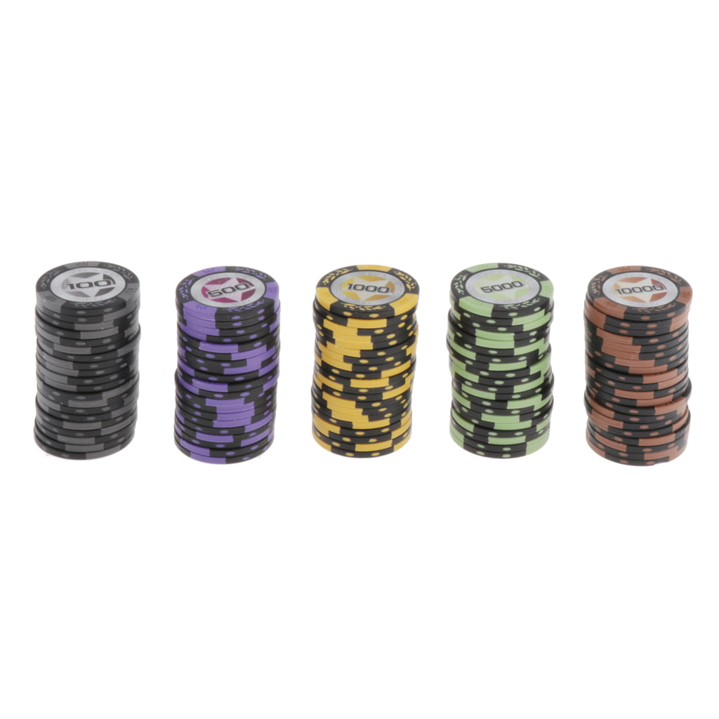 Dealer Texas Hold'em Set Poker Chips Chips Tokens Chips 100 Pieces 5 Colors 