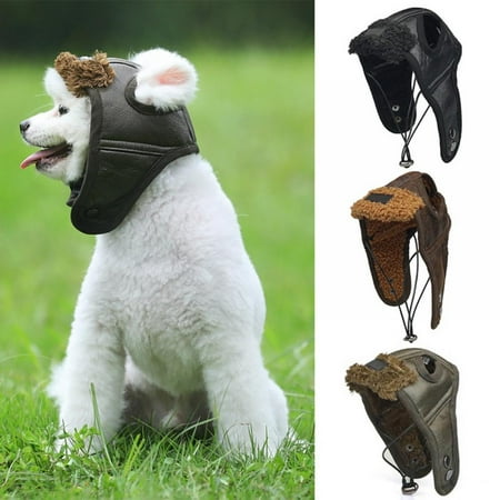 Angmile Dog Aviator Hat Dog Winter Pilot Hat with Ear Flaps for Cold