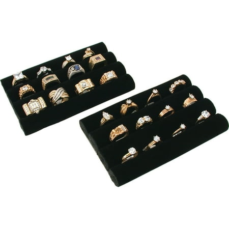 Jewelry Display Showcases - 2 Black Velvet Ring Trays Jewelry Pad Showcase Displays 5.5