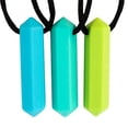 thumbnail image 3 of Collar sensual de crayón masticable de 3 piezas, mejor para niños o adultos que aman morder o autismo, masticables de silicona de textura perfecta, colgantes masticables para niños y niñas Zhivalor 222036-2, 3 of 4