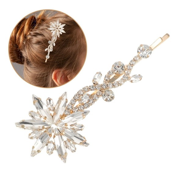 HOOWIFFY Shiny Rhinestone Clips Rhinestone Hairpins Hair Accessory for Women Weddings 1Set