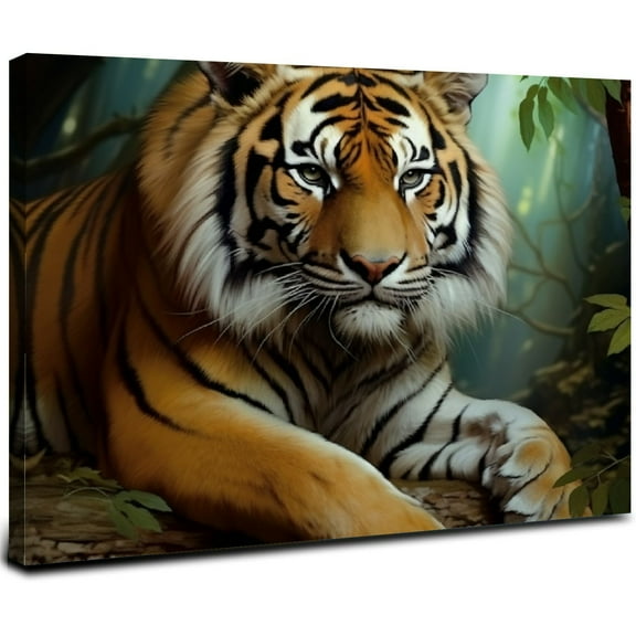 ONETECH Art Wild Animal Canvas Wall Art Tiger Pictures for Wall Painting Print on Canvas Framed Contemporary Art Poster for Men Boy Bedroom Home Decor,Ready to Hang 20x16inch