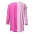 thumbnail image 5 of Plus Size 3/4 T Shirts for Women - Floral Print Crew Neck Tee Shirts Summer Spring Fall Casual Tshirts (L, Hot Pink), 5 of 5