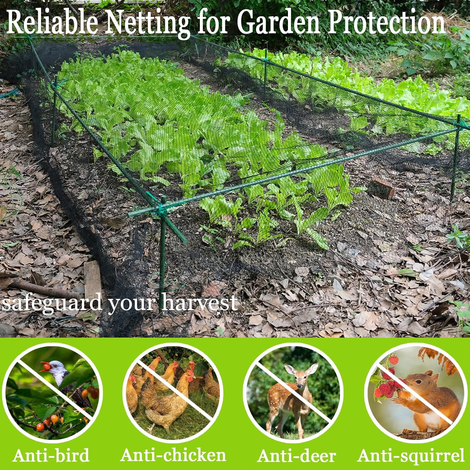 Bird Netting 20x30 Ft, 1/2In Mesh Heavy Duty Garden Netting Pest Barrier for Plants, Vegetables, Extra Strong Woven Mesh Netting, Animal Fencing for Fruit Trees Against Birds, Deer, Poultry