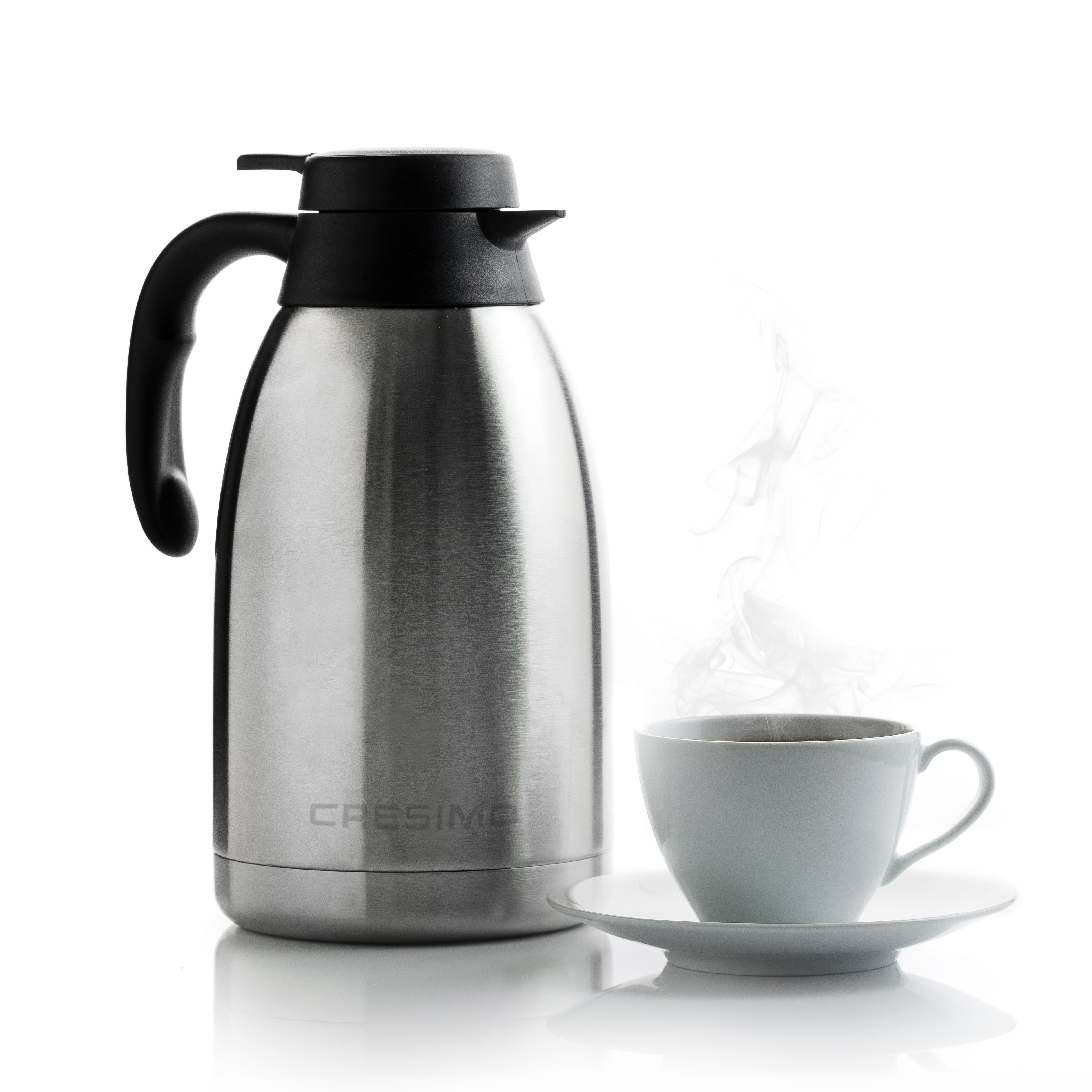 Insulated Vacuum Jug 2 Litre 304 Stainless Steel,Carafe Thermal Pitcher with Lid,Double Walled Vacuum Coffee Pot Insulated Coffee Tea Carafe,24 Hour Heat Retention Color : Gold, Size : 2L