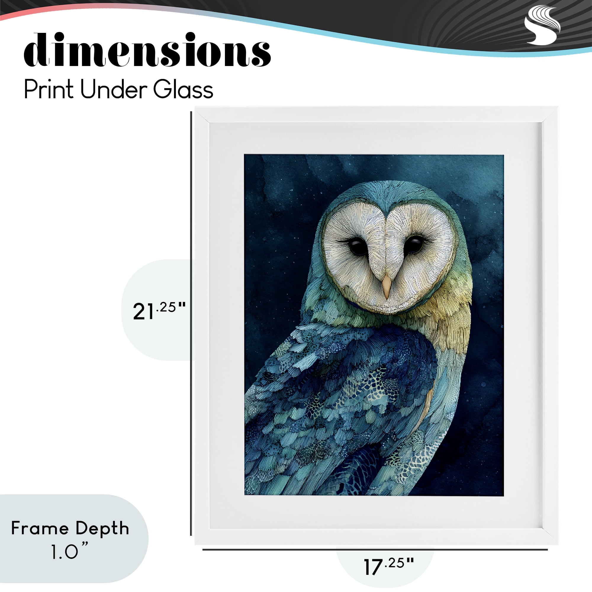 Stupell Industries Cerulean Blue Owl White Framed Print Under Glass, design by Franklyn Gregory
