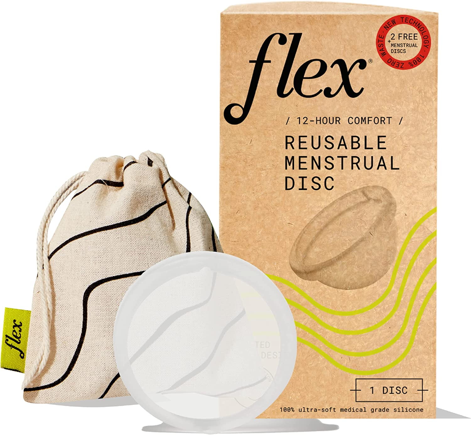 Flex Reusable Disc Reusable Menstrual Disc Tampon, Pad, and Cup