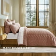 thumbnail image 4 of EVERGRACE 3 Pieces Luxurious Queen Velvet Quilts, Ultra Soft Lightweight Velvet Comforter Set, Matelasse Oversized Bedspread Coverlet for All Season with 2 Shams, Terracotta Clay, 92''x96'', 4 of 7
