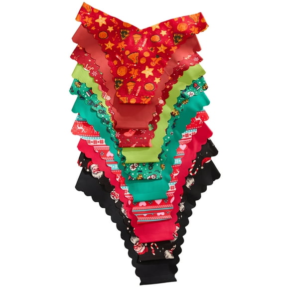 SHARICCA 10-Pack Womens Panties Christmas Printed Seamless Bikini Thong Underwear Xmas Gift