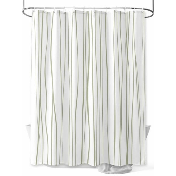 Fsddascl Sage Green Shower Curtain Set - Small 36" x 72" Washable Bathtub Curtain with 12 Hooks, Abstract Lines Gradient Minimalist Modern Waterproof Fabric Stall Shower Curtains for Bathroom/Bathtub