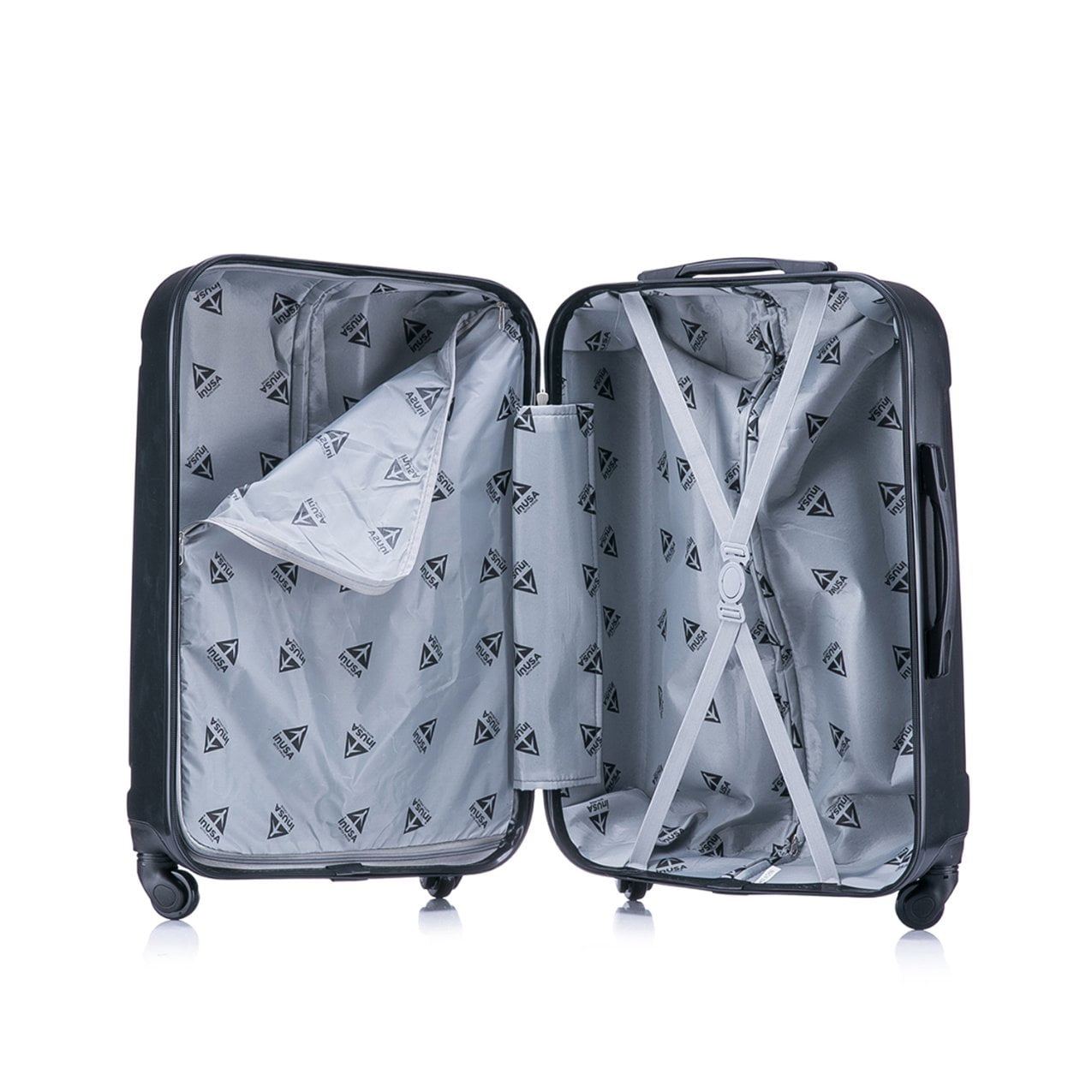 InUSA Pilot 3-Piece Hardside Luggage Sets with Spinner Wheels, Handle, Trolley, (20"/24"/28"), Black