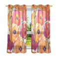 thumbnail image 6 of Yayeee Window Curtains Light Filtering 63"x52" Grommet Panel Pair Home Living Room Decor, Orange Hand Drawn Floral, 6 of 7