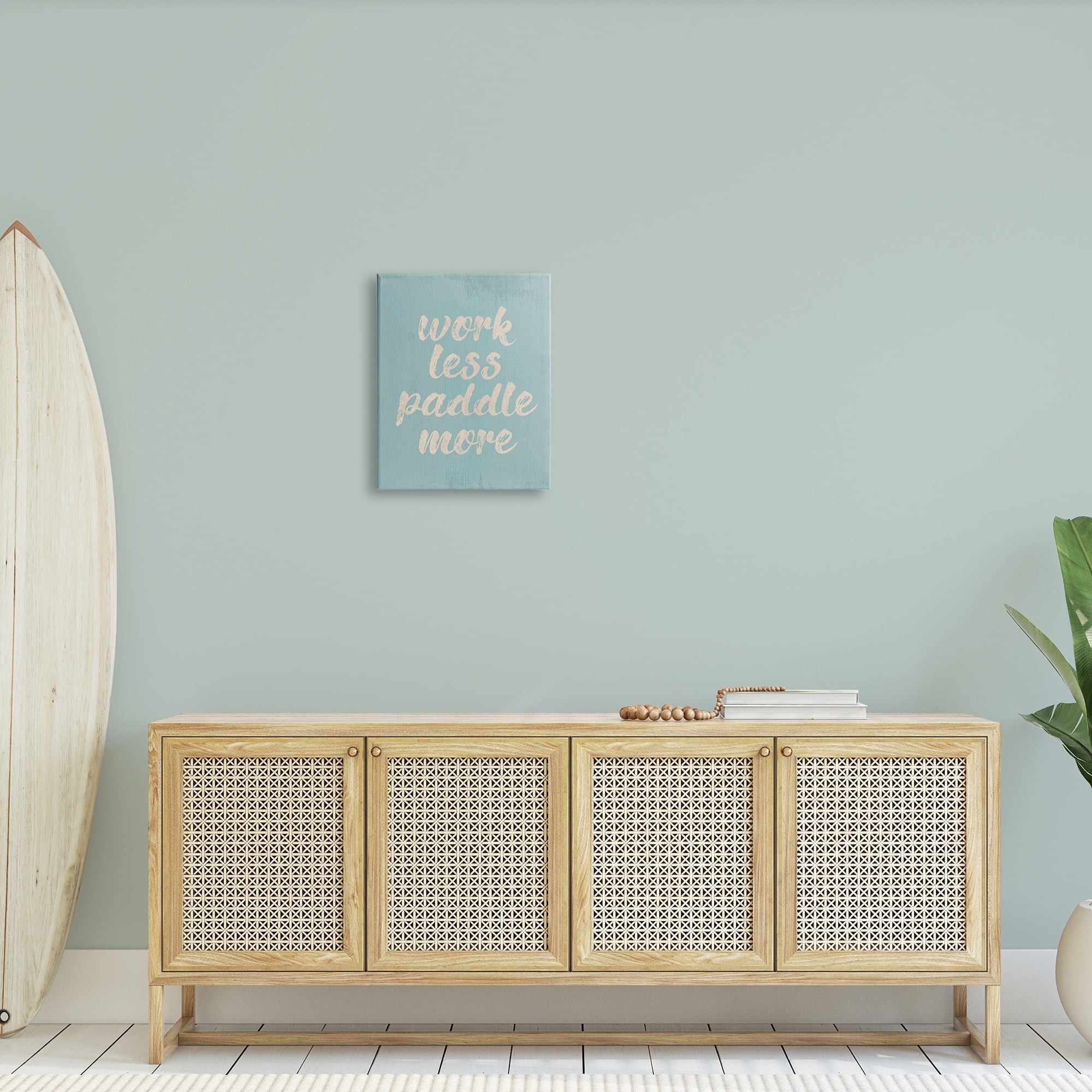 Stupell Industries Work Less Paddle More Nautical Phrase Tranquil Blue, 36 x 48,Design by Daphne Polselli