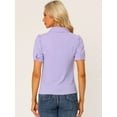 thumbnail image 3 of DARING DIVA Women's Peter Pan Collar Short Sleeve Button Front Shirts XS Purple, 3 of 6