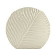 thumbnail image 6 of Textured Round Vase with Leaf Design for Living Room Decor - Ceramic Flower Vase for Home, Bedroom Vanity, or Office Table - Coastal Style Accent for Mantel and Console Decoration - 11", Ivory & Tan, 6 of 12