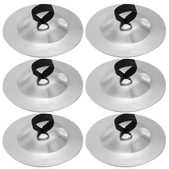 KAKOWELY 6 Pcs Instruments de Musique Cymbales en Fer pour Danse du Ventre Accessoires de Danse Instrument de Percussion (Argent), 2.17"X2.17"X0.2 Pouces