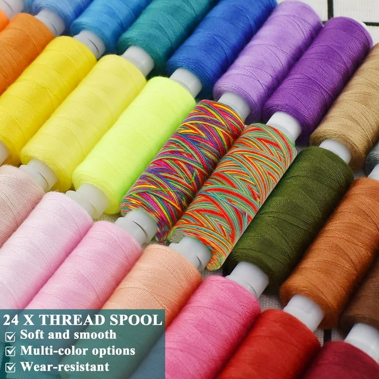 Rustark 72-Piece Sewing Thread Kit - 36 Colors Polyester Thread (500 Yards Each) & 36 Prewound Bobbins