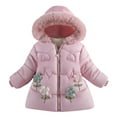 thumbnail image 2 of Hicidod Winter Jacket for Girls Fleece Line Hooded Fur Trim Down Coats Padded Widproof Warm Fashion Solid Color Outwear, 2 of 4