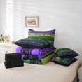 thumbnail image 6 of Homewish Bohemian Geometric Stripes 7-Piece Twin Bedding,Retro Floral Bedding Comforter Set,Purple,Black Reversible, 6 of 8