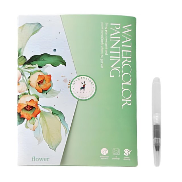 Jindong Watercolor Workbook 12 Color Watercolor Paint Set with Brushes Beginner Friendly Watercolor Workbooks Creative Watercolor Book Including 12 Colors and Brushes for Artistic Pa