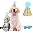 thumbnail image 4 of SM Pet Birthday Party Hat Set - Blue, 2-Piece, Cute Bowknot Design with Adjustable Rope, 4 of 4