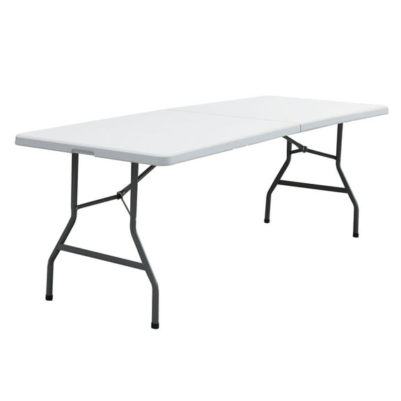 SuperDeal 8ft x 2.5ft Rectangle Folding Table Portable Picnic W/Handle White