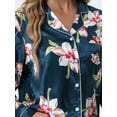 thumbnail image 4 of DARING DIVA Women's 2 Pcs Satin Silky Floral Pajama Sets XS Navy Blue, 4 of 5