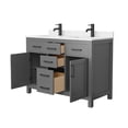 thumbnail image 3 of Wyndham Collection Beckett 48" Wood Double Bathroom Vanity in Dark Gray/Black, 3 of 6