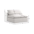 thumbnail image 3 of Meridian Furniture Serene Cream Durable Linen Fabric Deluxe Armless Chair, 3 of 6