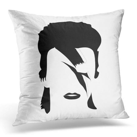 ECCOT Celebrity Black Rock Portrait David Bowie British Songwriter Actor White Brush Drawing Pillowcase Pillow Cover Cushion Case 20x20