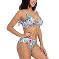 thumbnail image 2 of Wukai Cactus Women's Bikini Set Two Piece,wimsuit High Waisted V Neck Twist Front Adjustable Spaghetti Straps Bathing Suit-Small, 2 of 7