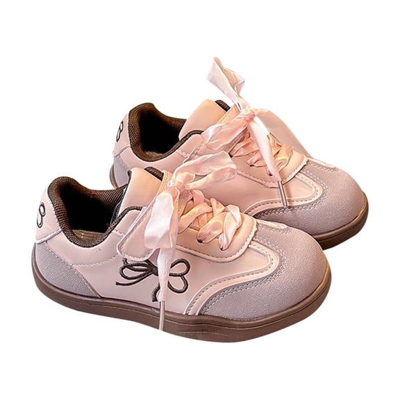 hoksml Little Girl Bow Sneakers Cute Casual Shoes for Toddler Kids Play and Everyday Wear