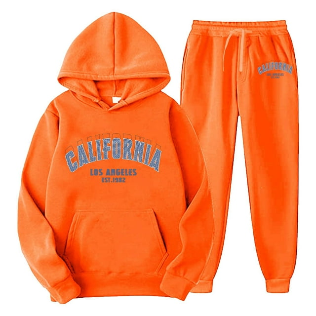 Men's Suits Plus Size Casual Long Sleeved Printed Tracksuit Hoodie 2 Piece Set for Active