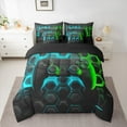 thumbnail image 3 of Erosebridal Gamepad Bedding Sets Twin Size for Teens, Stripe Geometry Comforter Sets with Sheets, Teens Adult Reversible Bedding Twin Size, Microfiber Bedroom Decor, 7pcs, 3 of 5