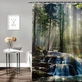 thumbnail image 2 of Orinice Fog forest shower curtain waterfall scenery rainforest jungle spring green pine fog landscape summer nature theme polyester fabric bathroom decoration 36x72, 2 of 7