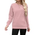 thumbnail image 2 of TARAINYA Women Long Sleeve Oversized Sweatshirt Casual Crewneck Pullover Kangaroo Pockets X Decoration, 2 of 8