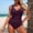 Dark Purple, variant on Tummy Control Swimsuits for Women Slimming One Piece Bathing Suit Retro Ruched Push Up Vintage Padded Swimwear