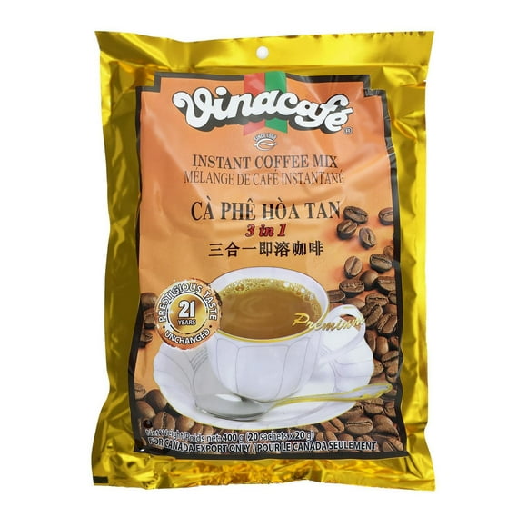 Vinacafè<br>CÀ PHÊ HÔ A TAN<br>3 en 1 MÉLANGE DE CAFÉ INSTANTANÉ