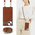thumbnail image 3 of Nalacover Wallet Case for iPhone 14 Pro, Detachable Shoulder Strap Crossbody Lanyard Luxury PU Leather Magnetic Cover with Rotated Ring Kickstand Card Slots Holder Slim Fit Shockproof Case, Brown, 3 of 9