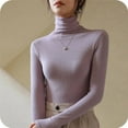 thumbnail image 5 of Aboser Ribbed Long Sleeve Shirt Women Thermal Fleece Shirt Slim Fit Turtleneck Tops Casual Soft Basic Tees Solid Color Comfy Layering Top, 5 of 6