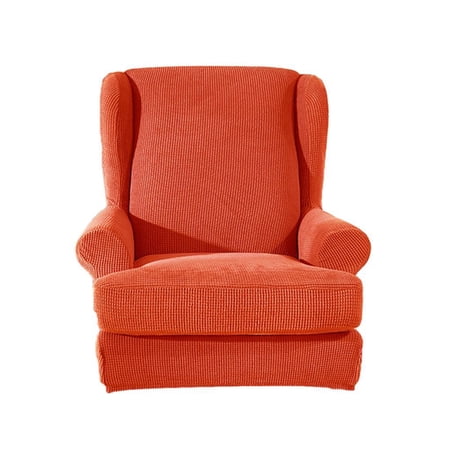 Axioma 2-Piece Stretch Spandex Sofa Cover for Living Room, Non Slip Sofa Slipcover with Orange